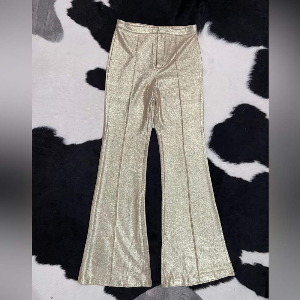 Gold flare pants